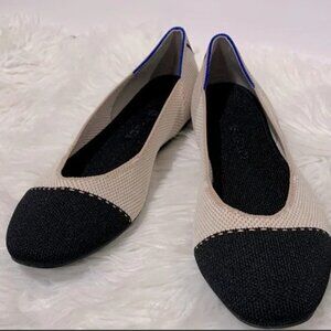 ROTHY’S Black and Cream Flats Cap Toe Style NWOT Women’s sz 10, Fit like a 9